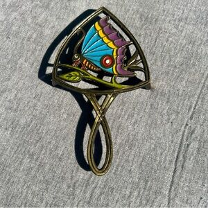 Vintage  ABADA ISRAEL Solid Brass Footed Trivet-T-114